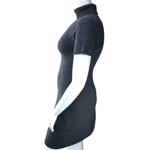 Calvin Klein Womens Size 4 Dress Grey Cable Knit Mock Neck Short Sleeve Sweater - Picture 5 of 15